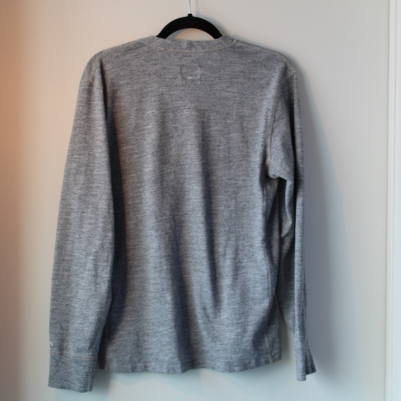 rag & bone Mens Large Light Gray Long Sleeve Henley - Picture 2 of 4